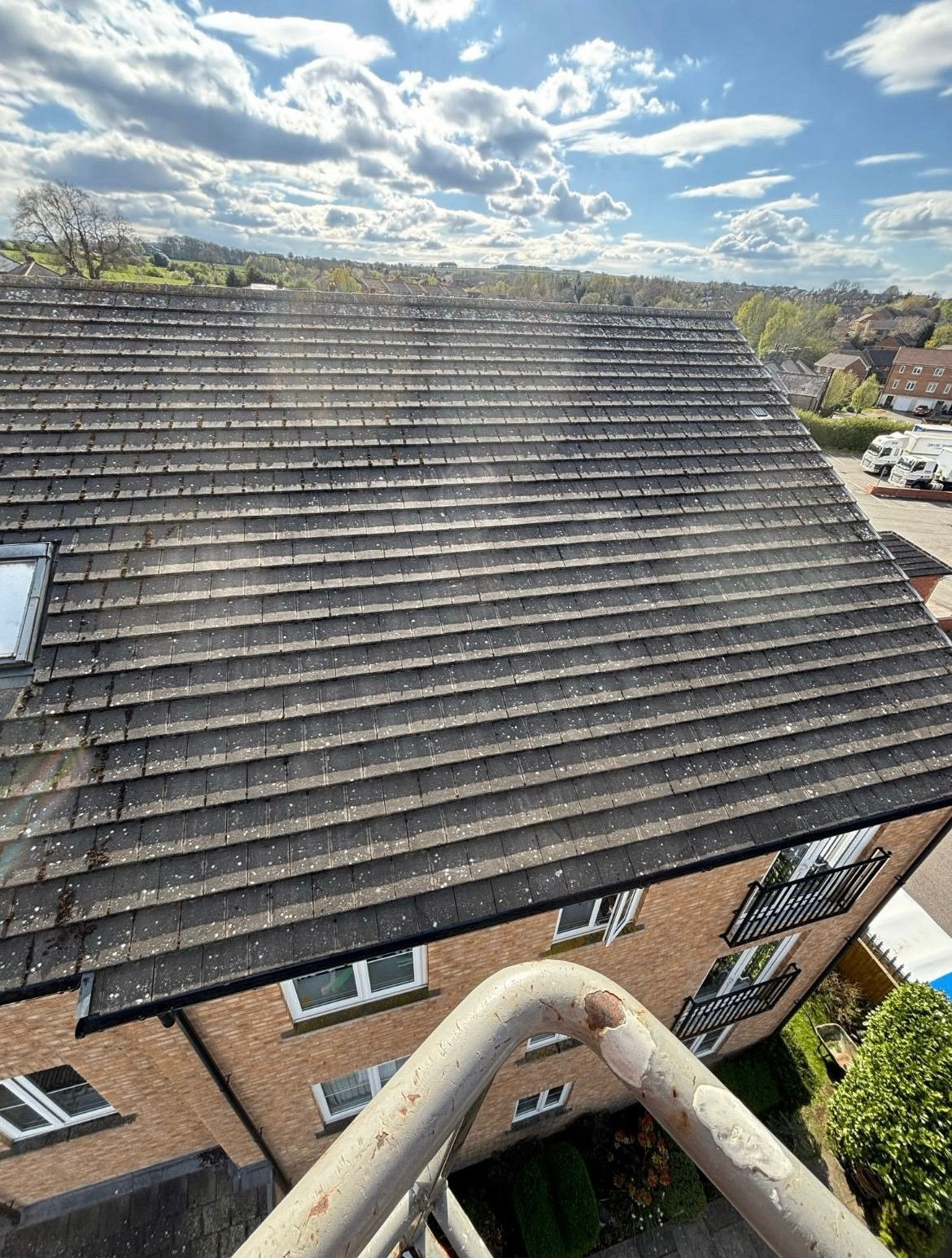 Roof inspection over residential apartments
