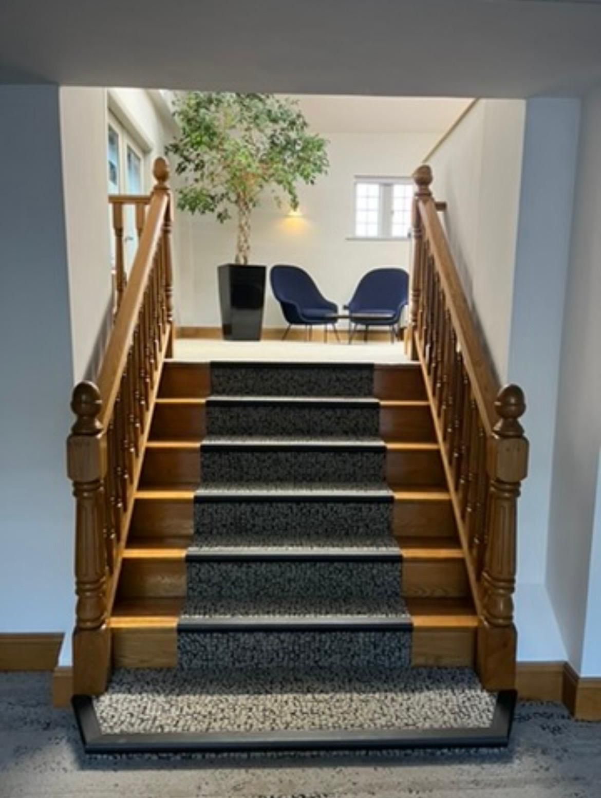 Refurbished interior staircase and reception